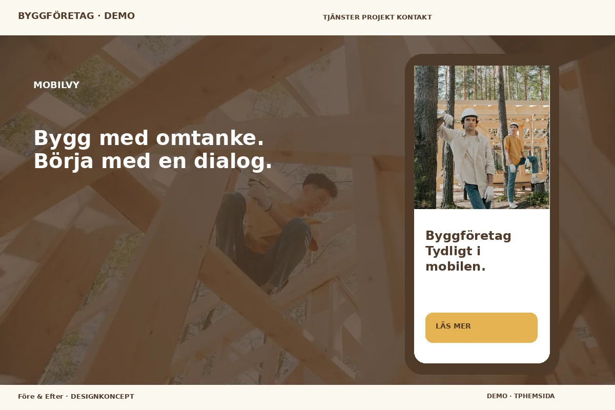Före & Efter – Mobilvy för byggföretag