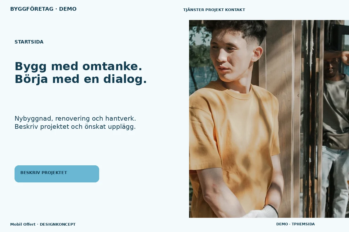 Mobil Offert – Startsida för byggföretag