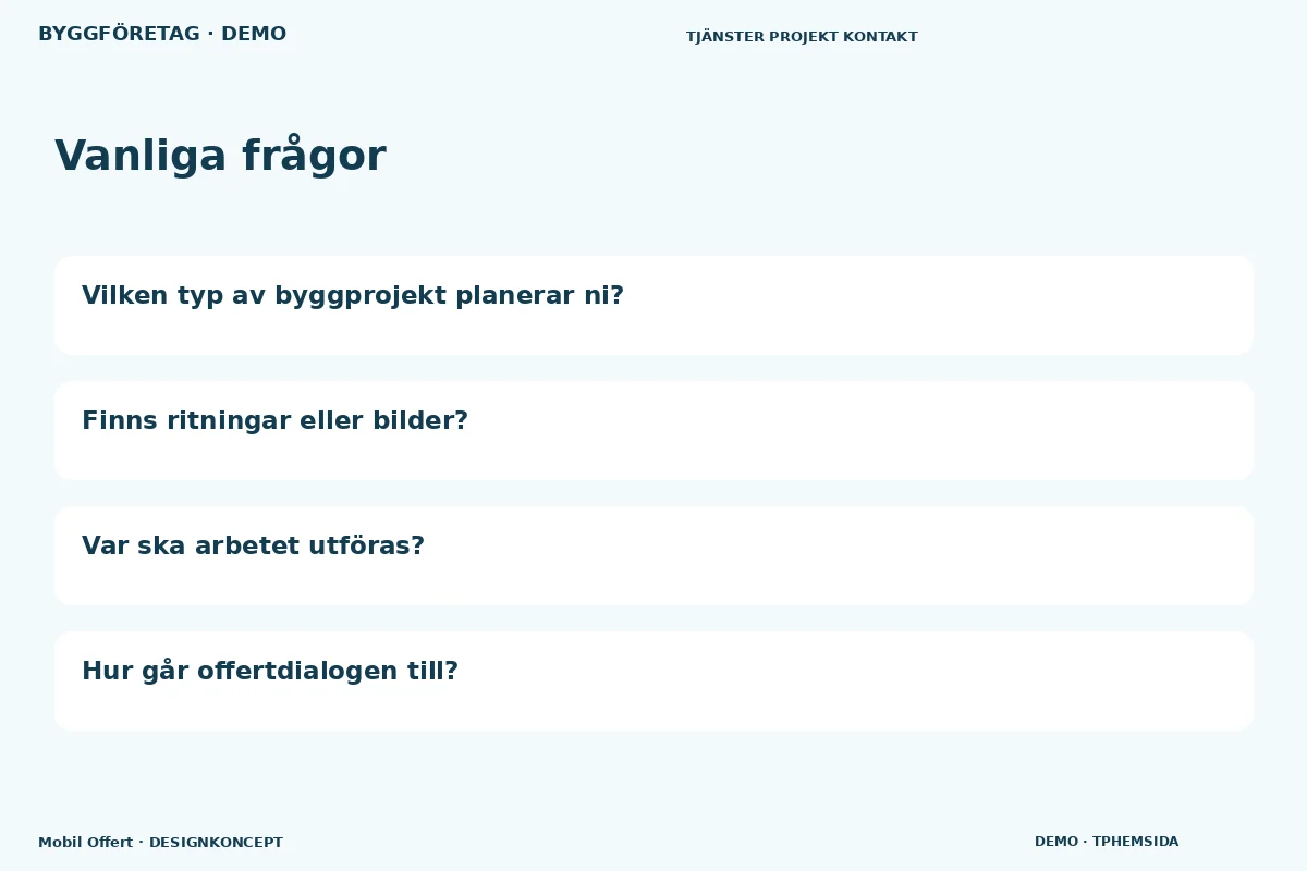 Mobil Offert – Vanliga frågor för byggföretag