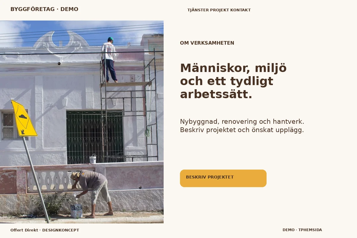 Offert Direkt – Om verksamheten för byggföretag