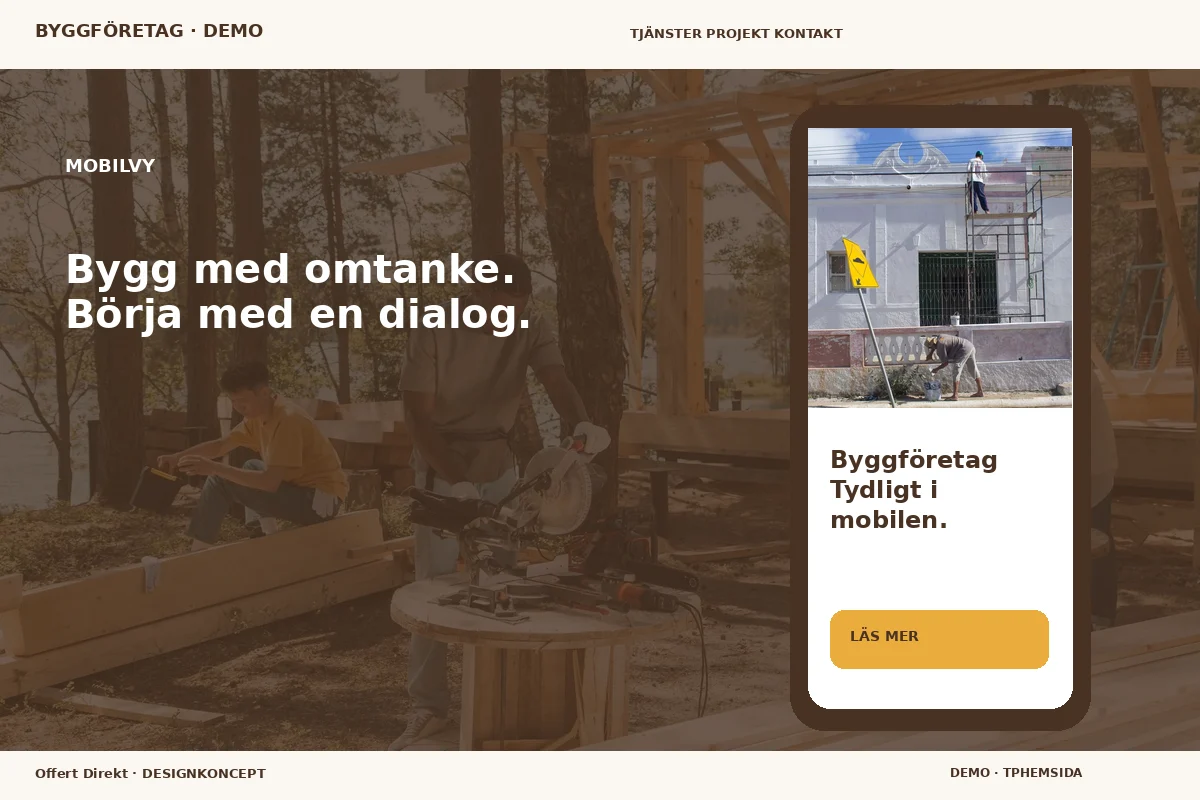 Offert Direkt – Mobilvy för byggföretag