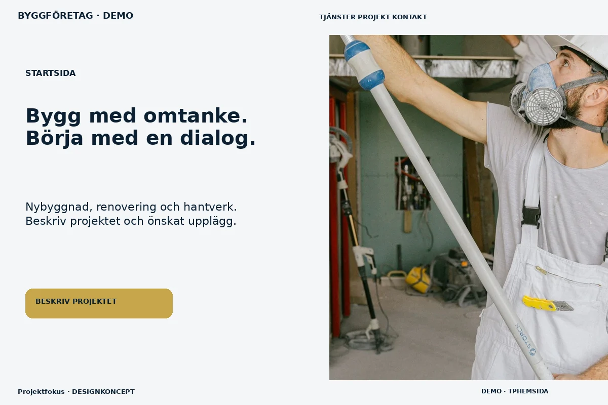 Projektfokus – Startsida för byggföretag