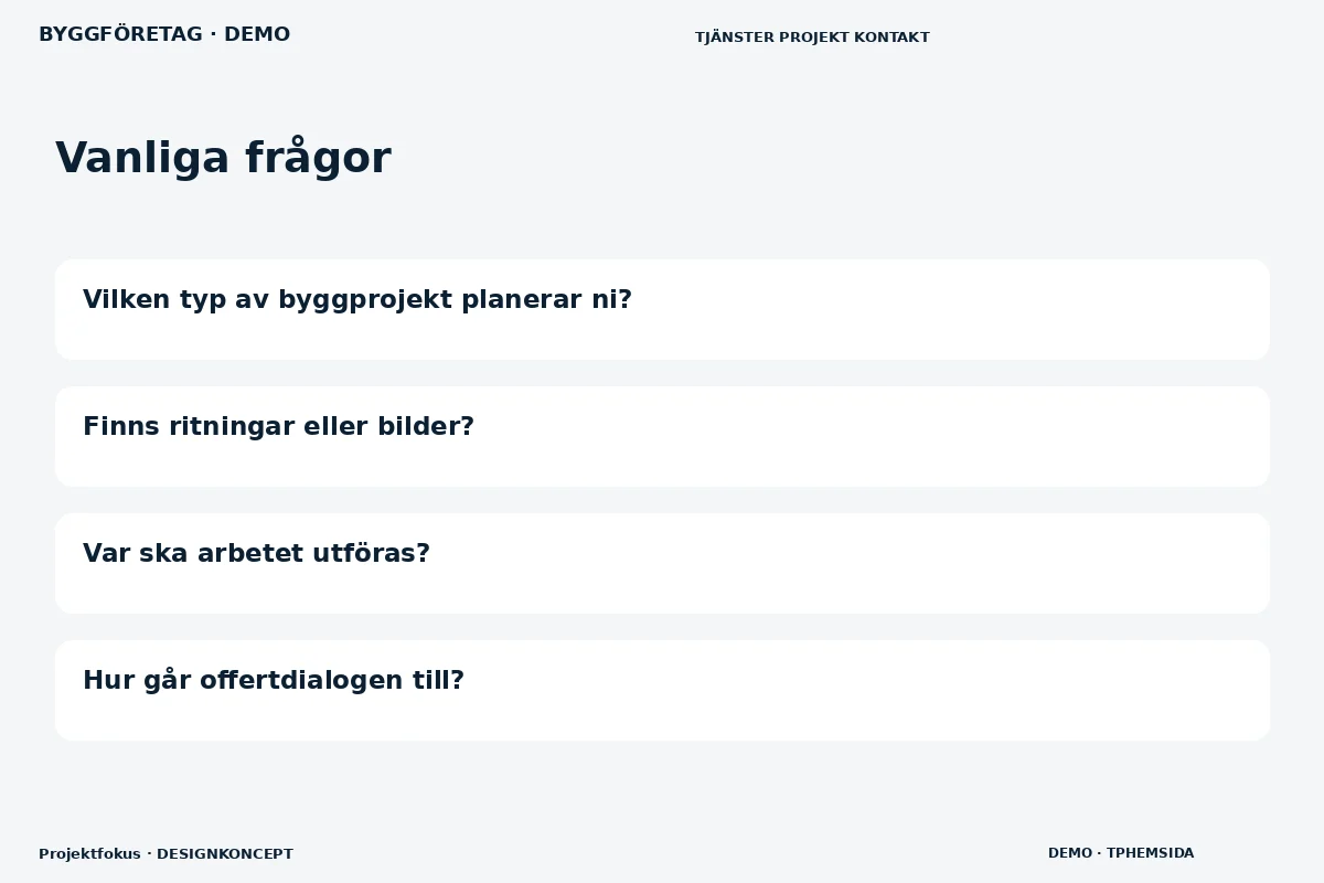 Projektfokus – Vanliga frågor för byggföretag