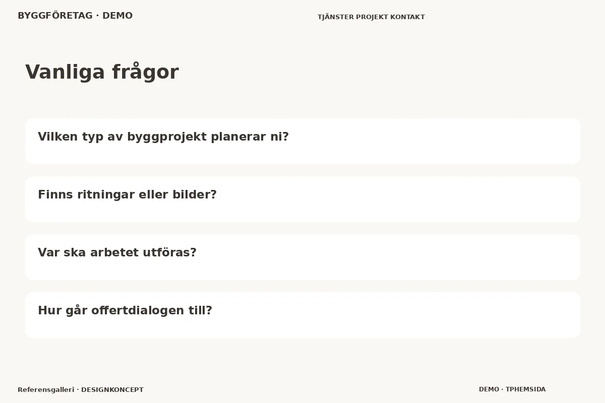 Referensgalleri – Vanliga frågor för byggföretag