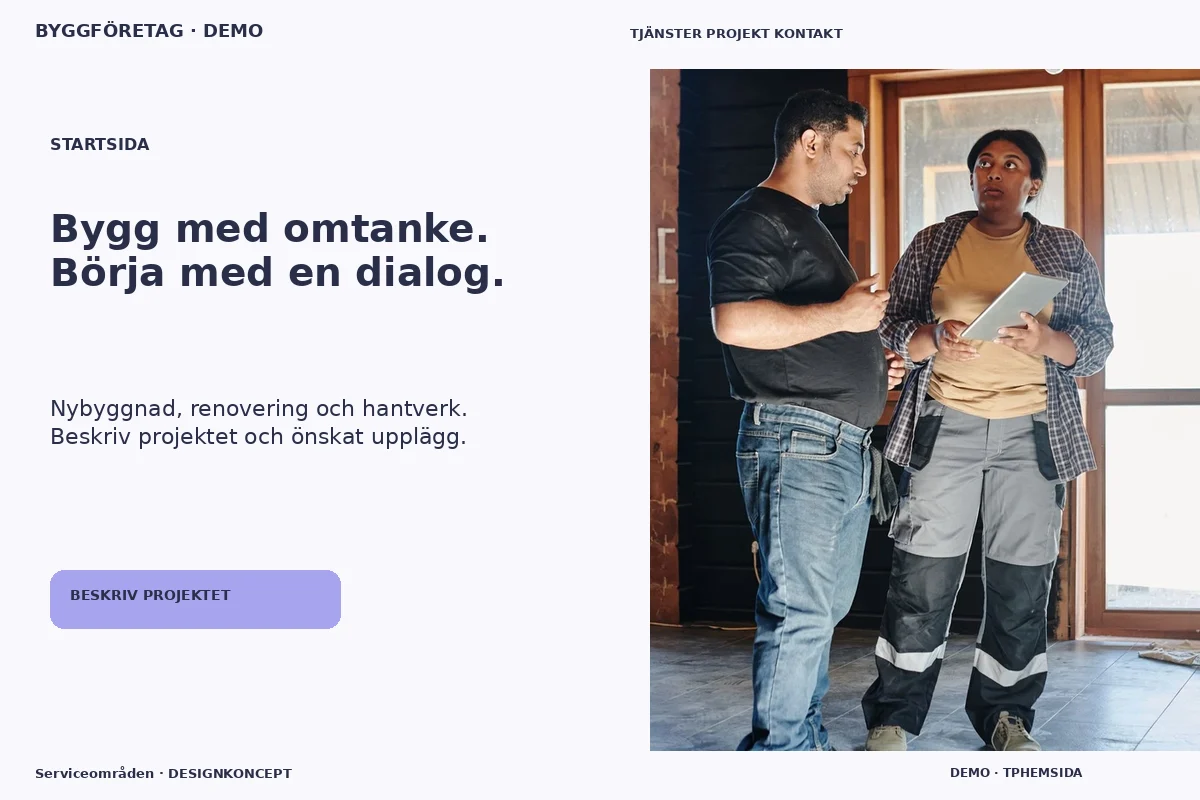 Serviceområden – Startsida för byggföretag