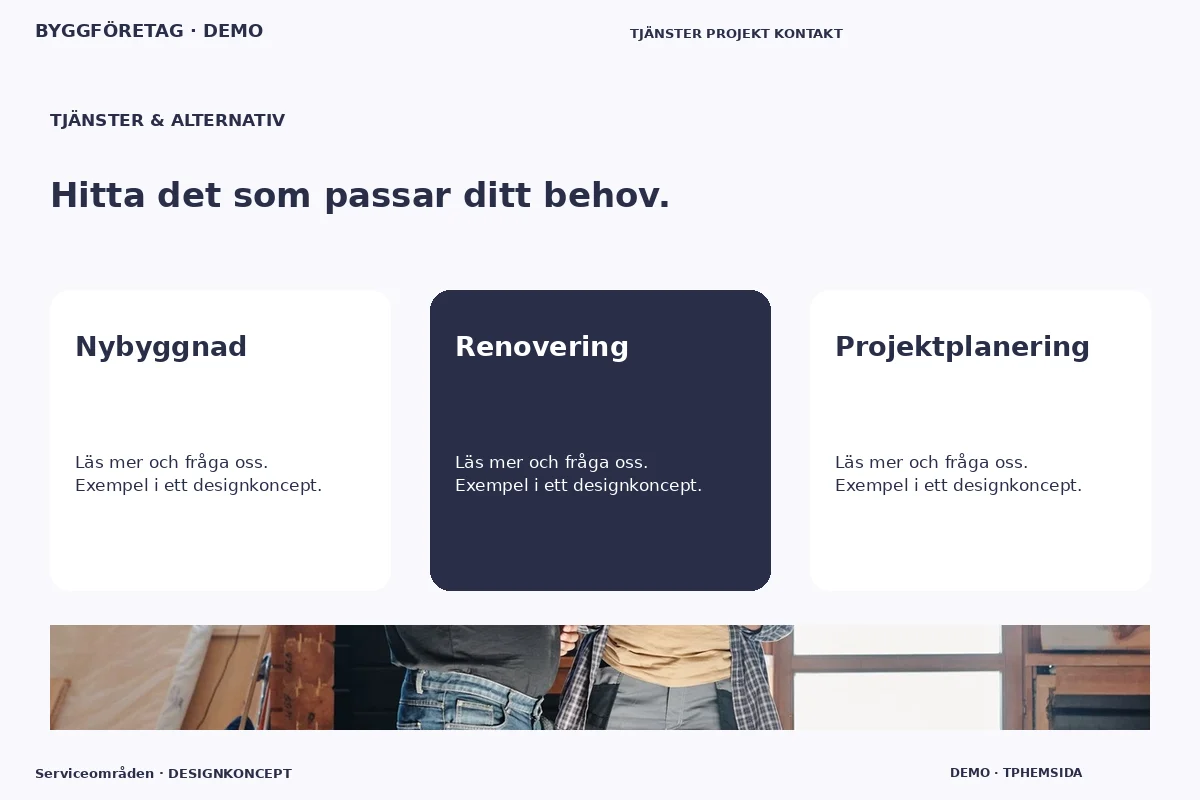 Serviceområden – Tjänster & alternativ för byggföretag