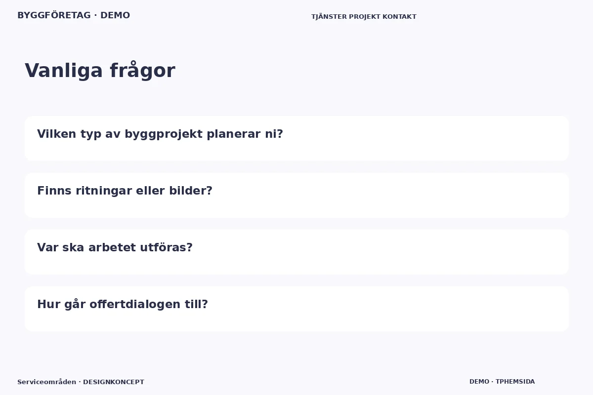 Serviceområden – Vanliga frågor för byggföretag