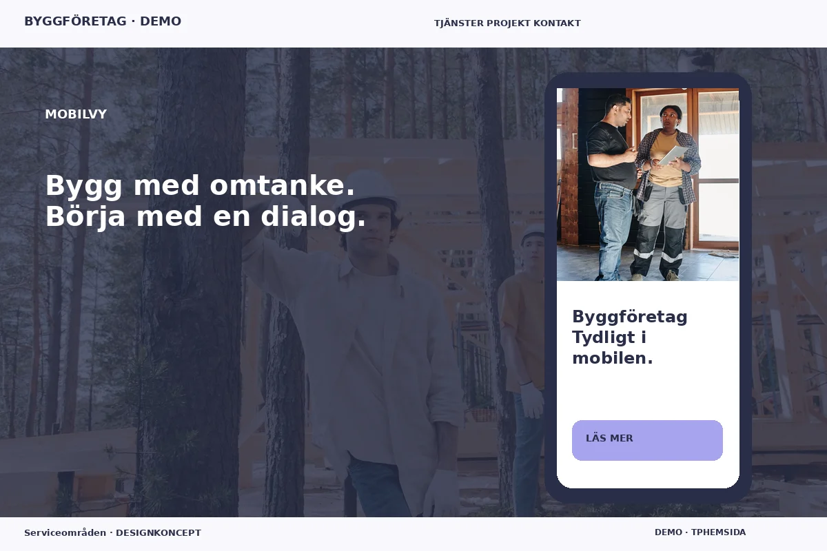 Serviceområden – Mobilvy för byggföretag