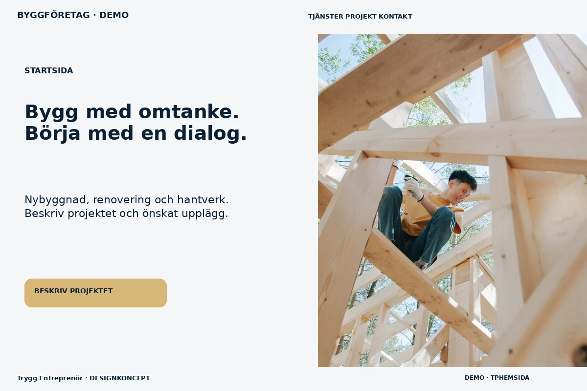 Trygg Entreprenör – Startsida för byggföretag