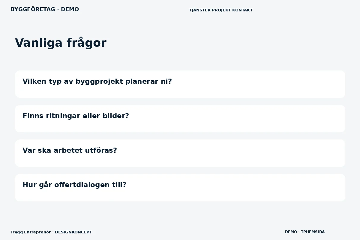 Trygg Entreprenör – Vanliga frågor för byggföretag