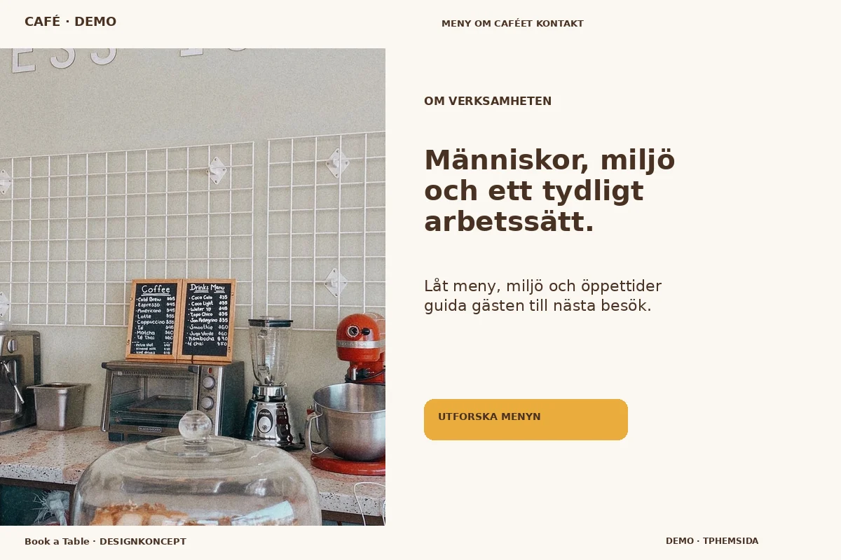 Book a Table – Om verksamheten för café