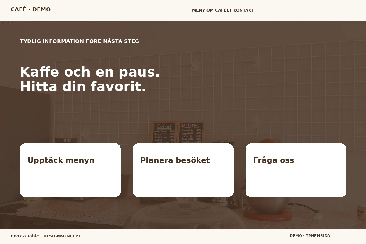 Book a Table – Inför ditt val för café
