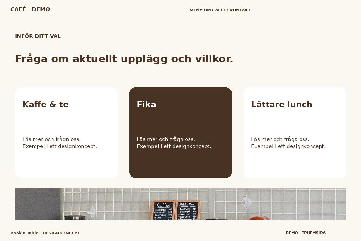 Book a Table – Alternativ & villkor för café