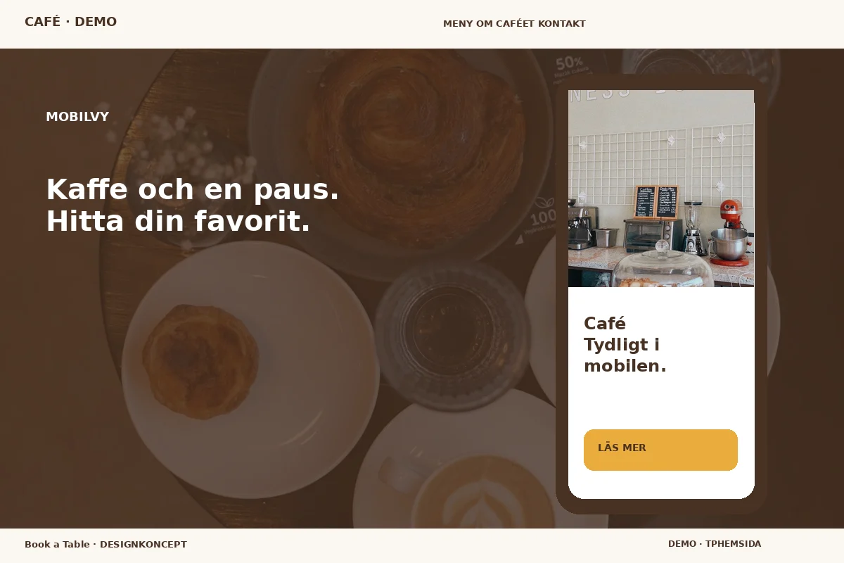 Book a Table – Mobilvy för café
