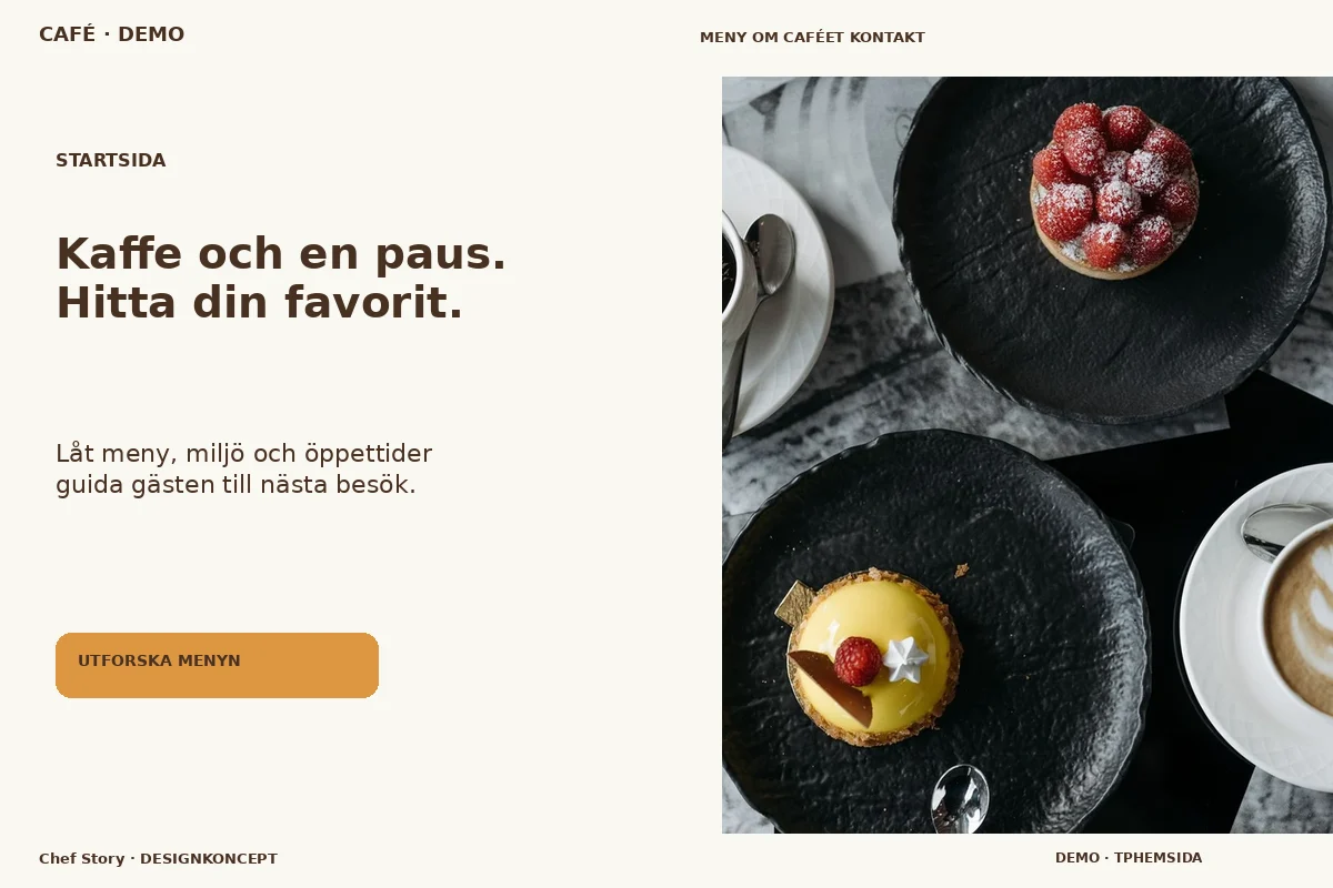 Chef Story – Startsida för café