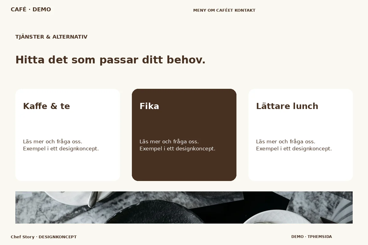 Chef Story – Tjänster & alternativ för café