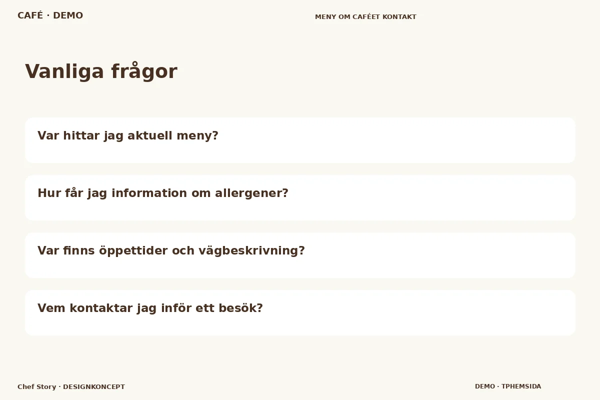 Chef Story – Vanliga frågor för café
