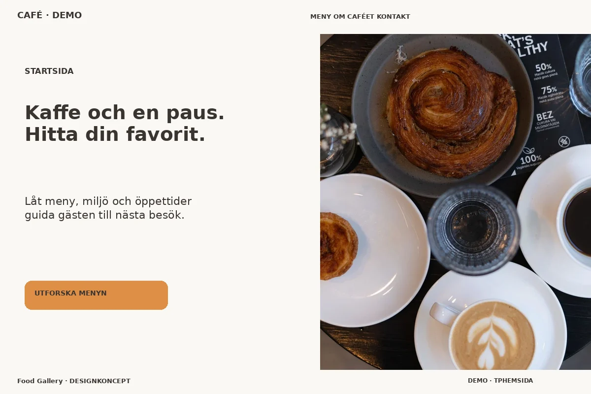 Food Gallery – Startsida för café