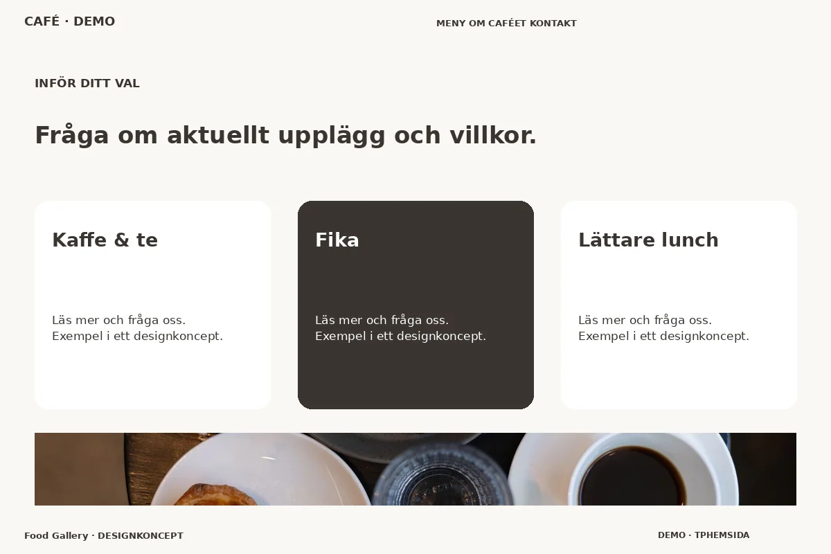 Food Gallery – Alternativ & villkor för café