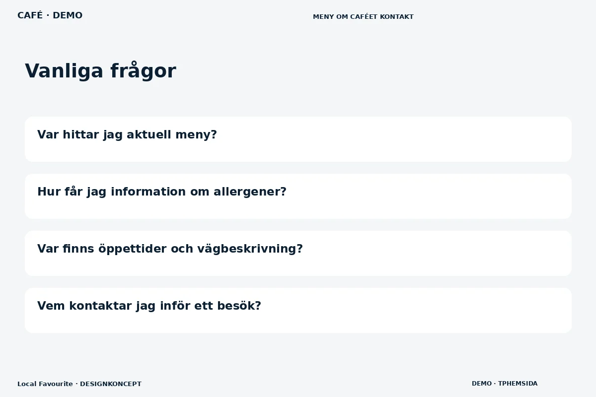Local Favourite – Vanliga frågor för café
