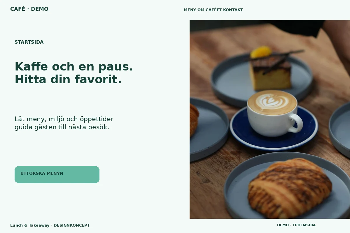 Lunch & Takeaway – Startsida för café
