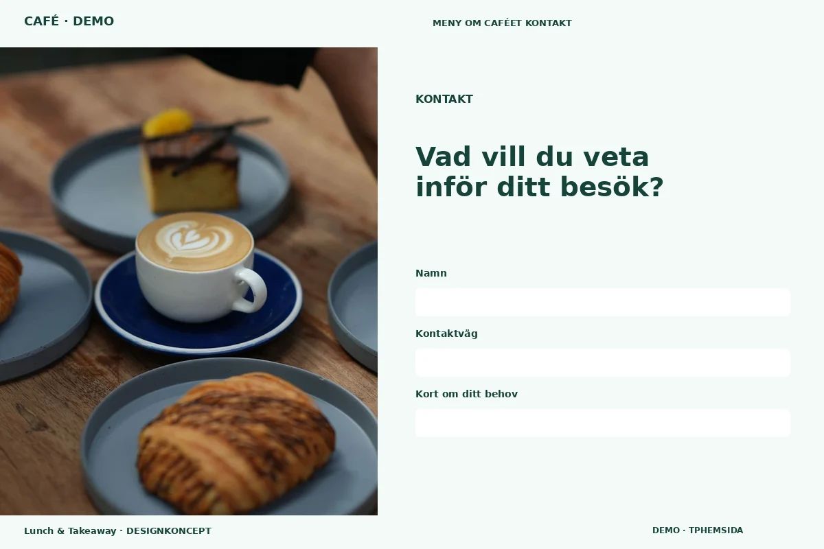 Lunch & Takeaway – Kontakt för café