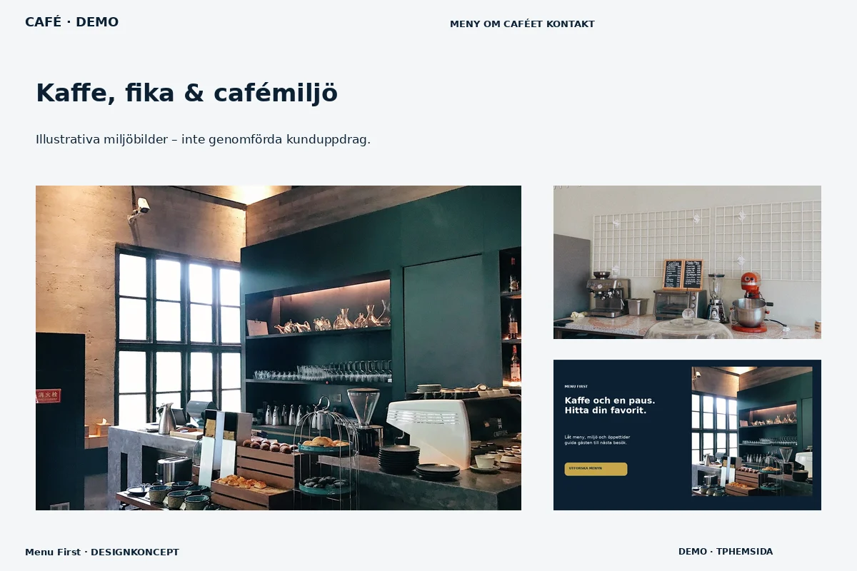 Menu First – Kaffe, fika & cafémiljö för café
