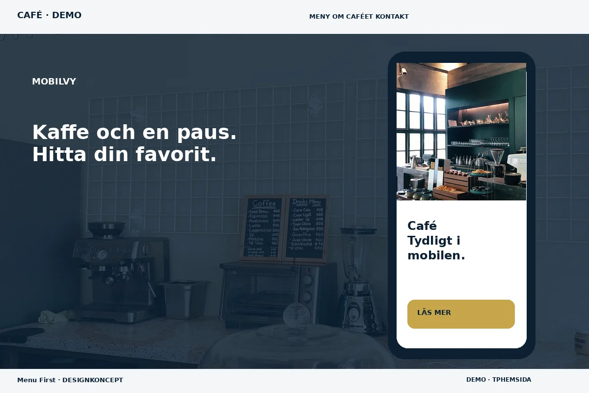 Menu First – Mobilvy för café