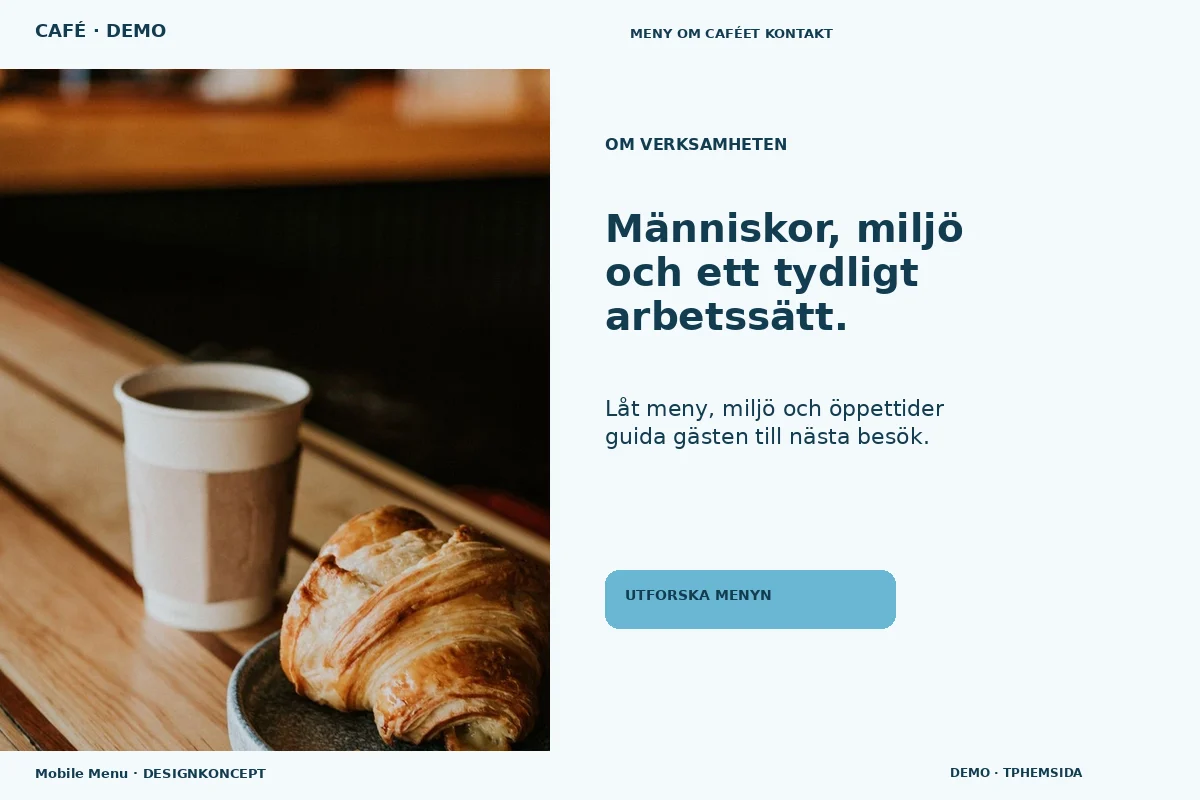 Mobile Menu – Om verksamheten för café
