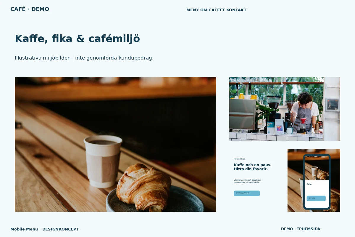 Mobile Menu – Kaffe, fika & cafémiljö för café