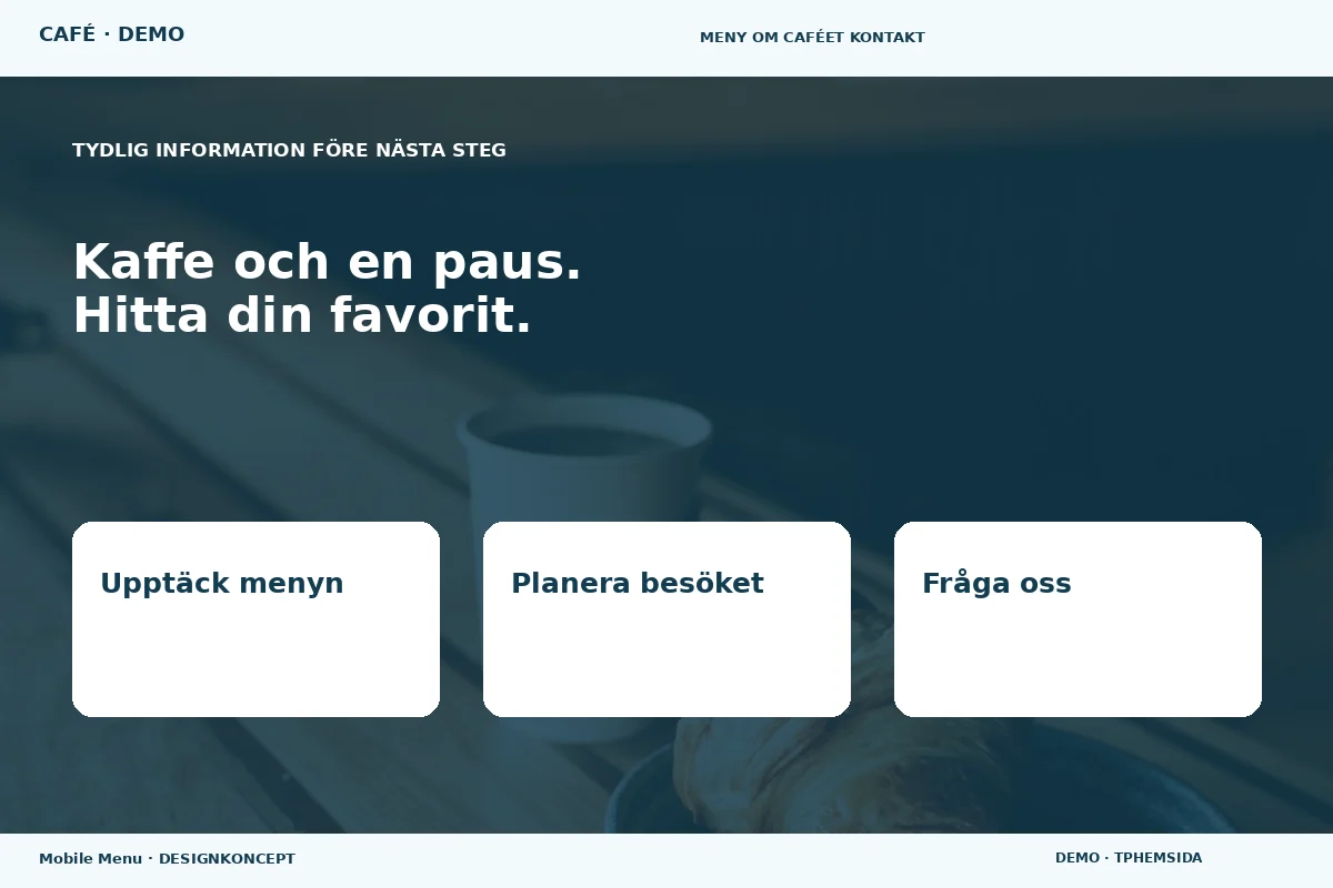 Mobile Menu – Inför ditt val för café