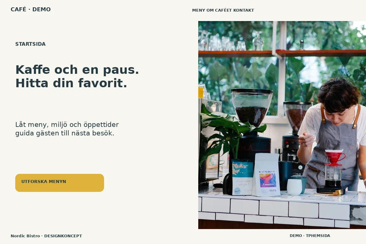 Nordic Bistro – Startsida för café