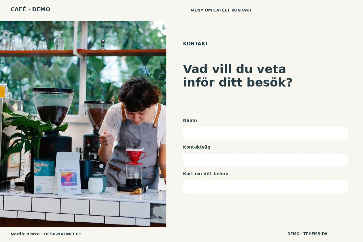 Nordic Bistro – Kontakt för café