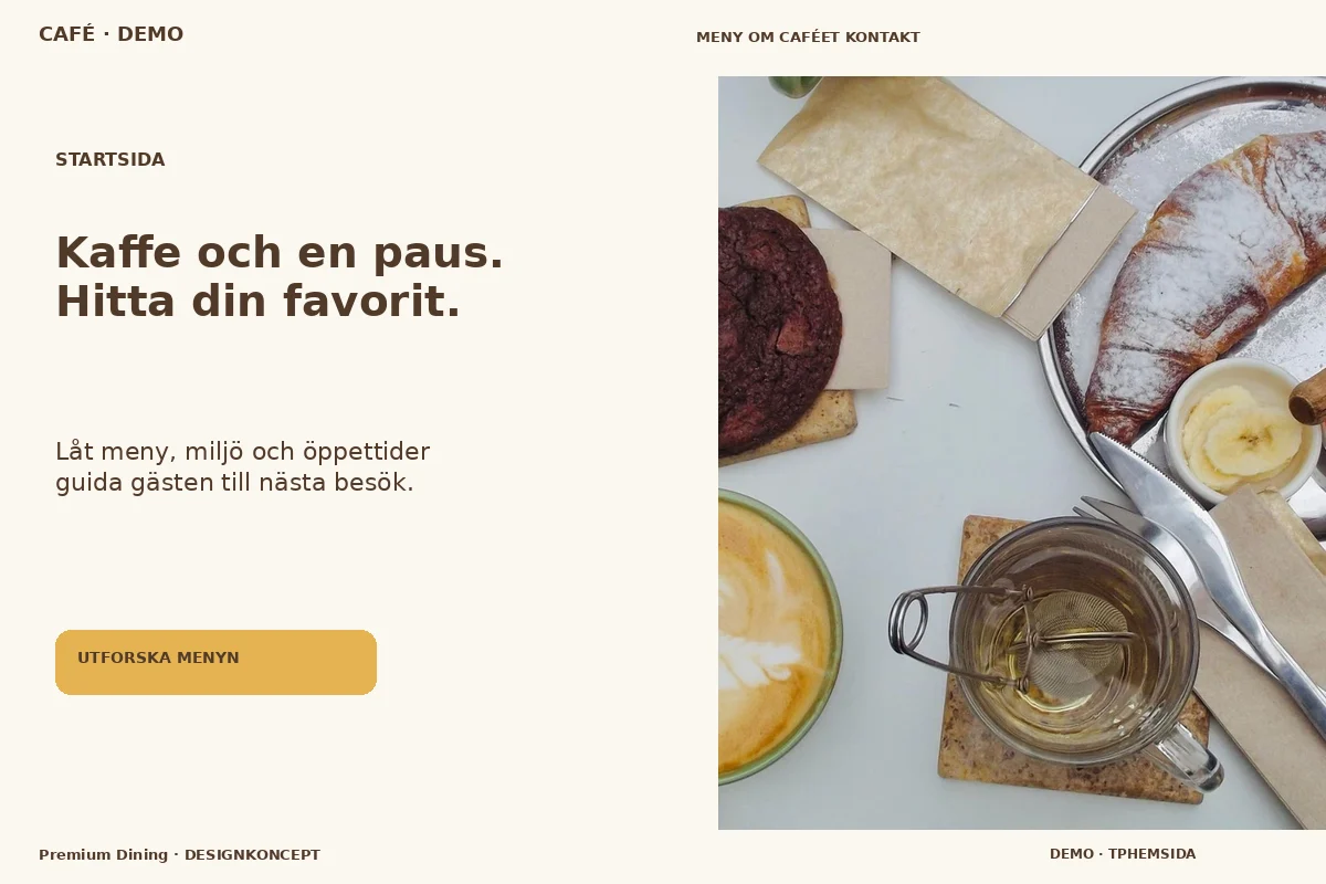 Premium Dining – Startsida för café