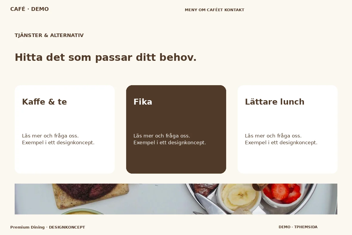 Premium Dining – Tjänster & alternativ för café