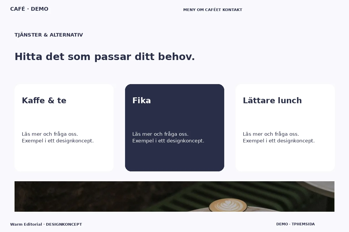 Warm Editorial – Tjänster & alternativ för café