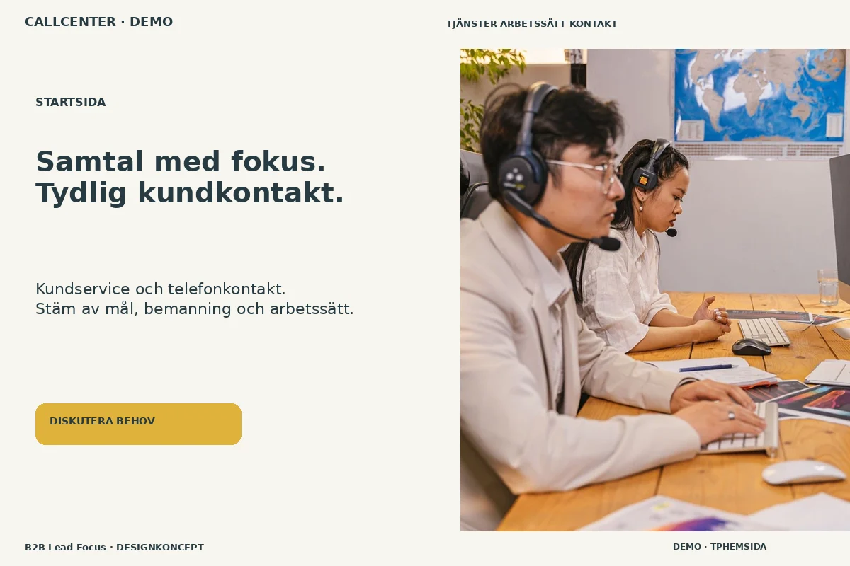B2B Lead Focus – Startsida för callcenter