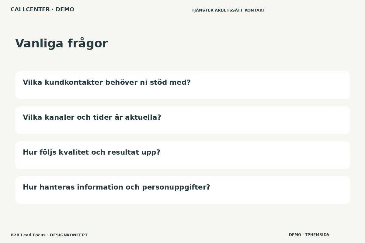 B2B Lead Focus – Vanliga frågor för callcenter