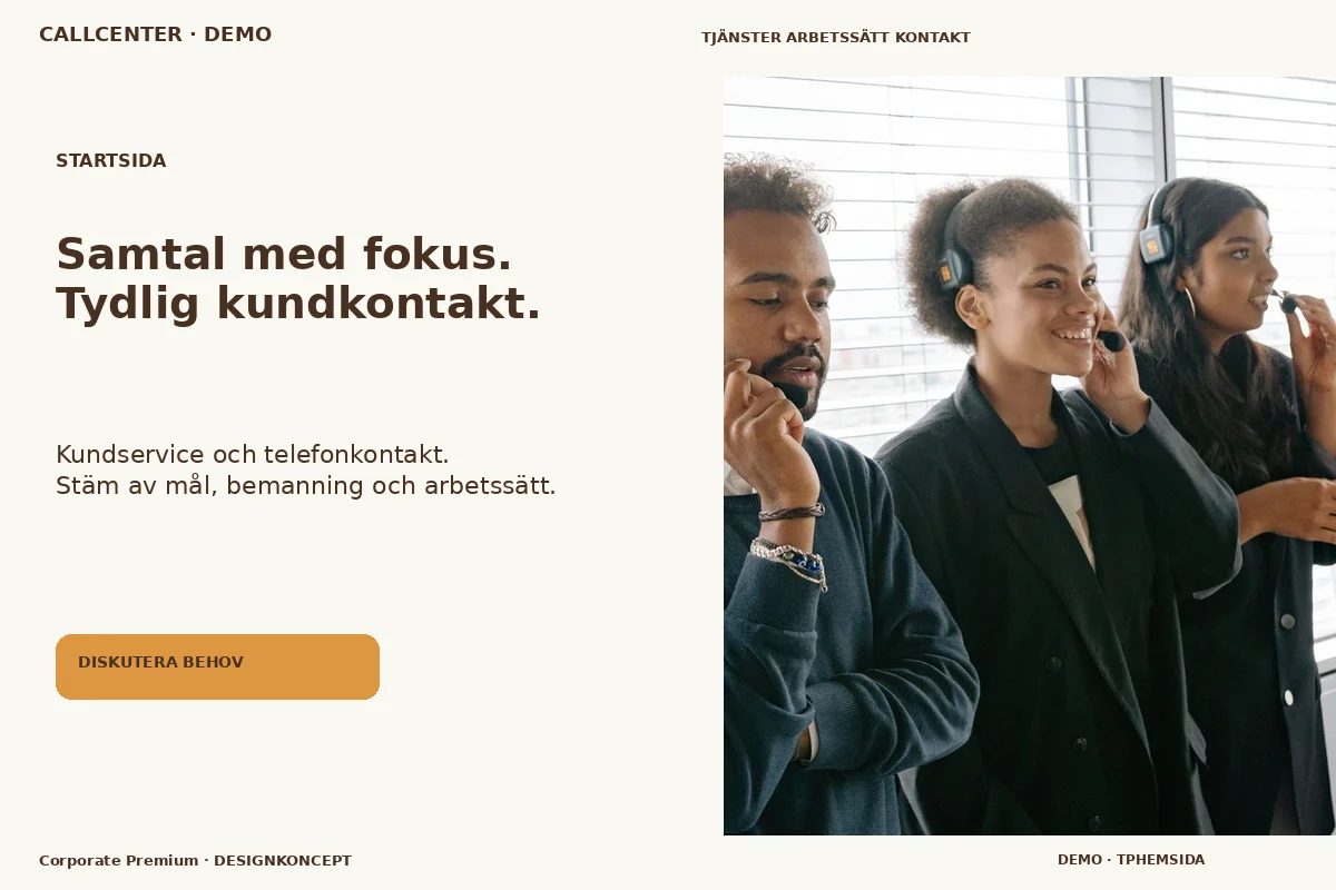 Corporate Premium – Startsida för callcenter