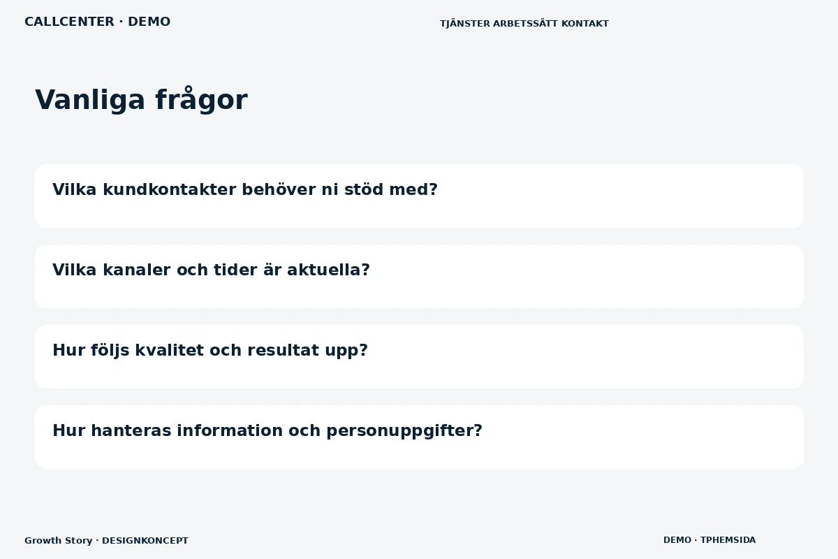 Growth Story – Vanliga frågor för callcenter