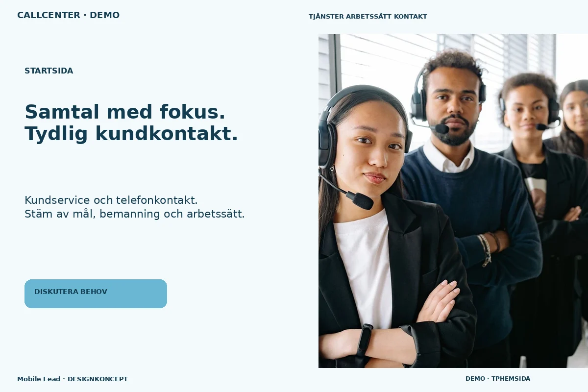 Mobile Lead – Startsida för callcenter