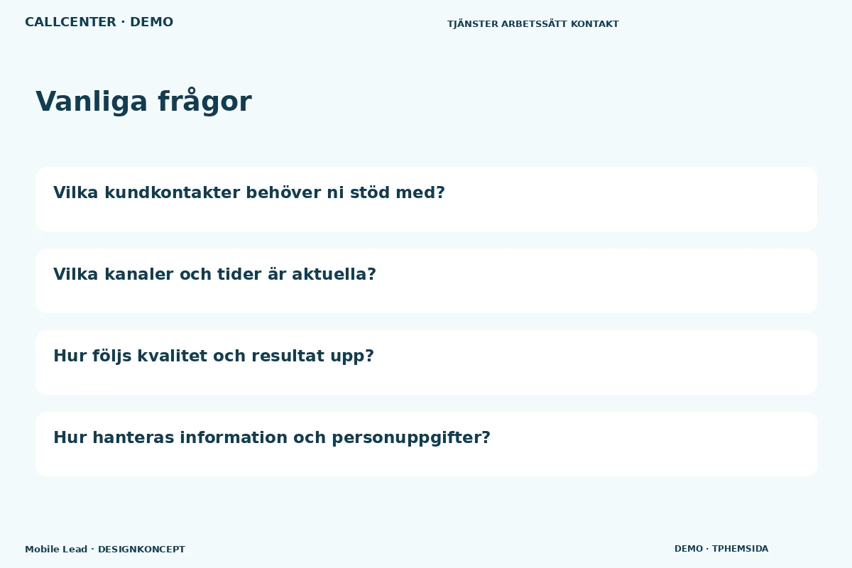 Mobile Lead – Vanliga frågor för callcenter