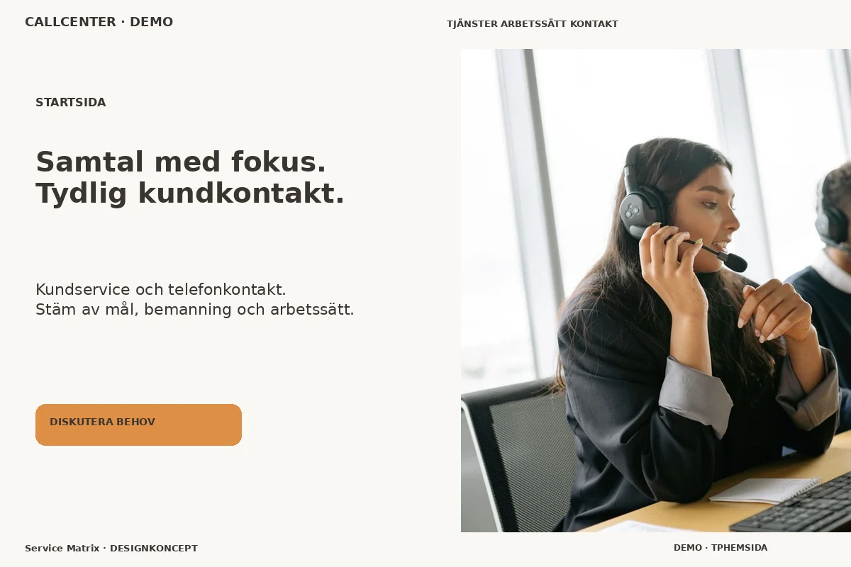 Service Matrix – Startsida för callcenter