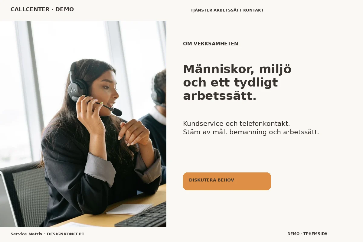 Service Matrix – Om verksamheten för callcenter