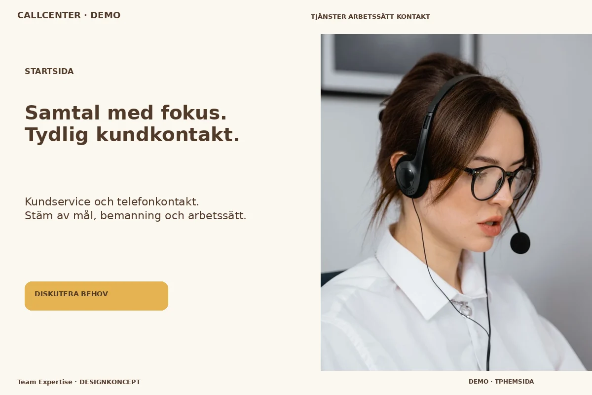 Team Expertise – Startsida för callcenter