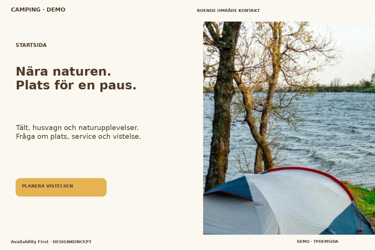 Availability First – Startsida för camping