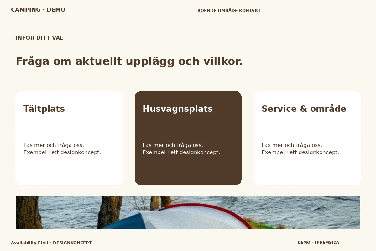 Availability First – Alternativ & villkor för camping