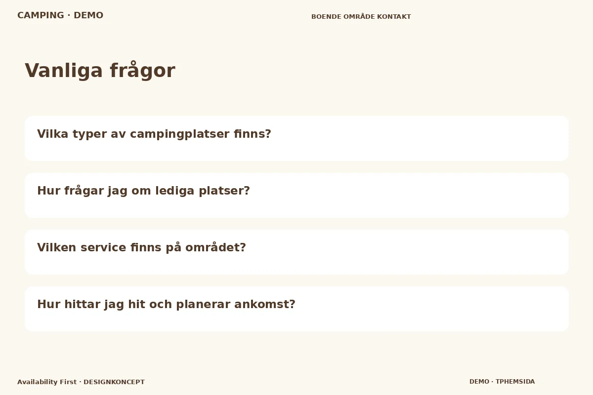 Availability First – Vanliga frågor för camping
