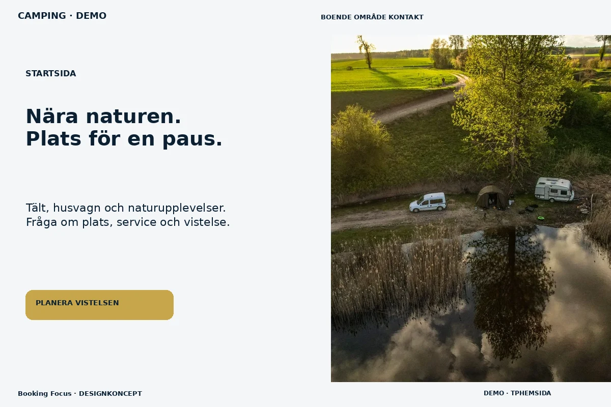 Booking Focus – Startsida för camping