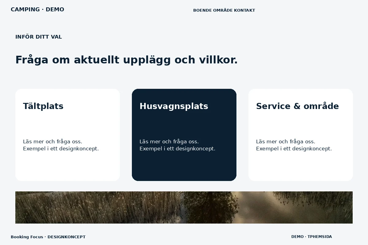 Booking Focus – Alternativ & villkor för camping